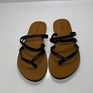 Volcom Women's Black and Tan Strappy Sandals